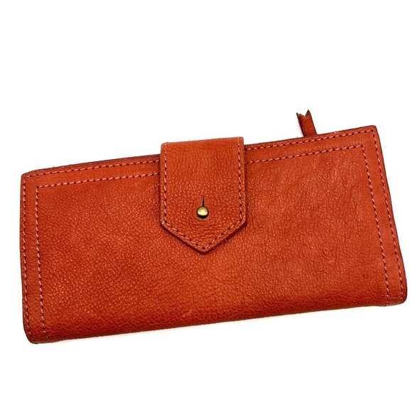 Madewell Handbags - Madewell Leather Post Wallet Orange Card Holder Clutch